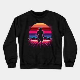 Neon Samurai: Retro Sunset Crewneck Sweatshirt